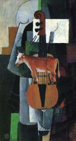 Kazimir Malevich Cow and Fiddle Sweden oil painting art